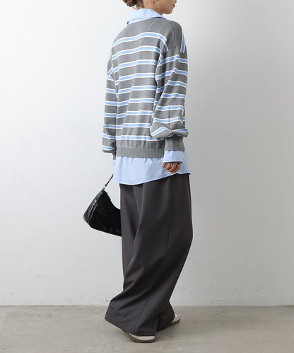 襯衫拼接針織套頭衫