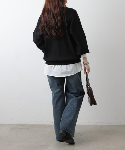 襯衫拼接針織套頭衫