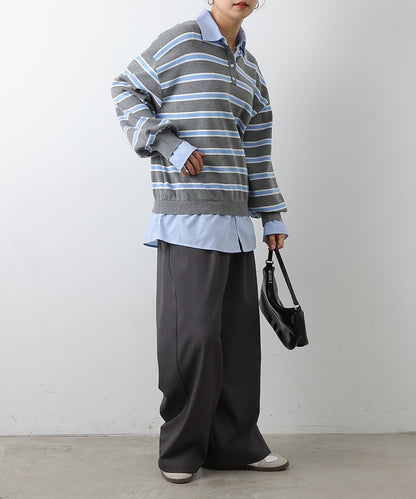 襯衫拼接針織套頭衫