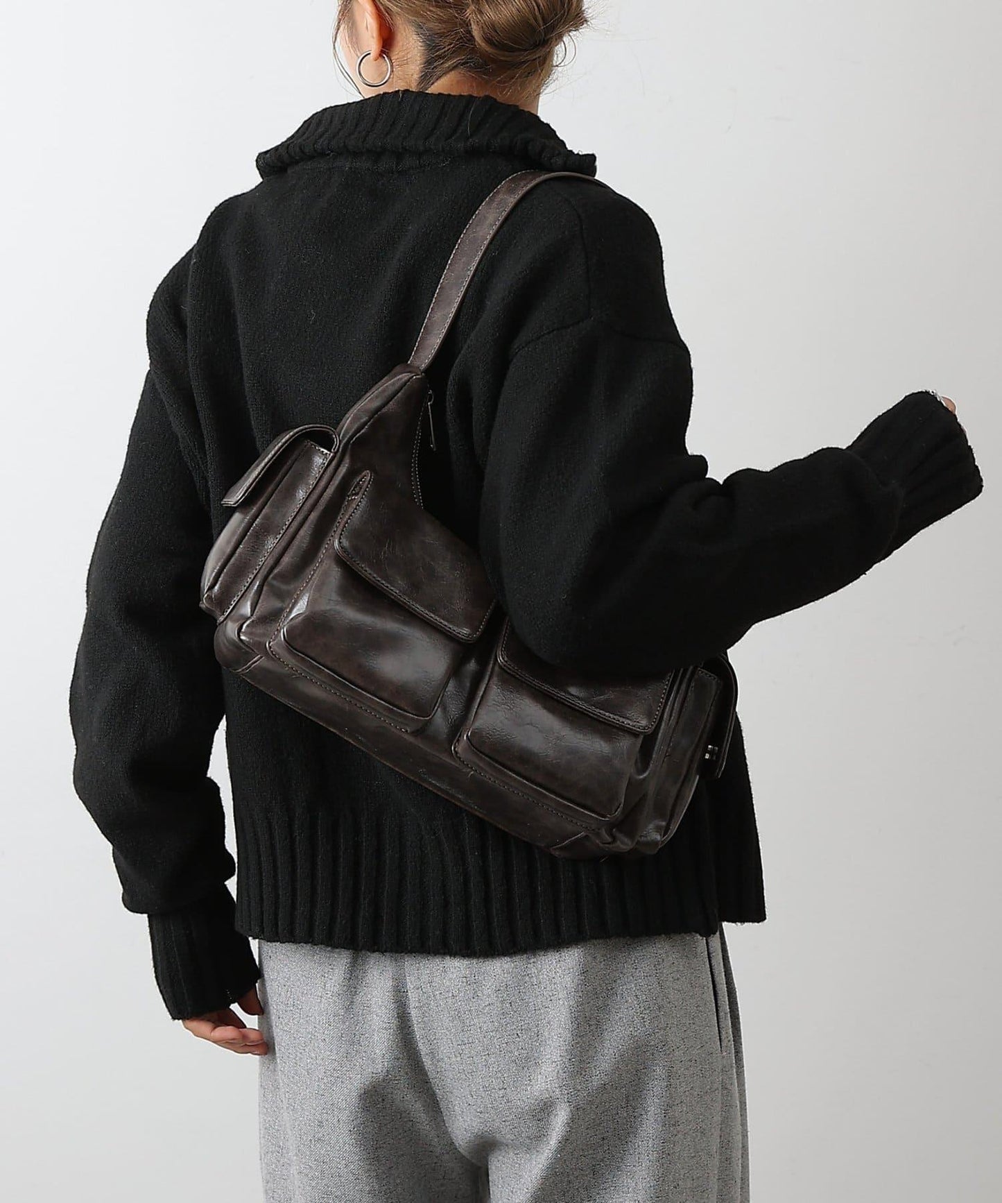 羊毛混紡立領雙拉鍊開衫