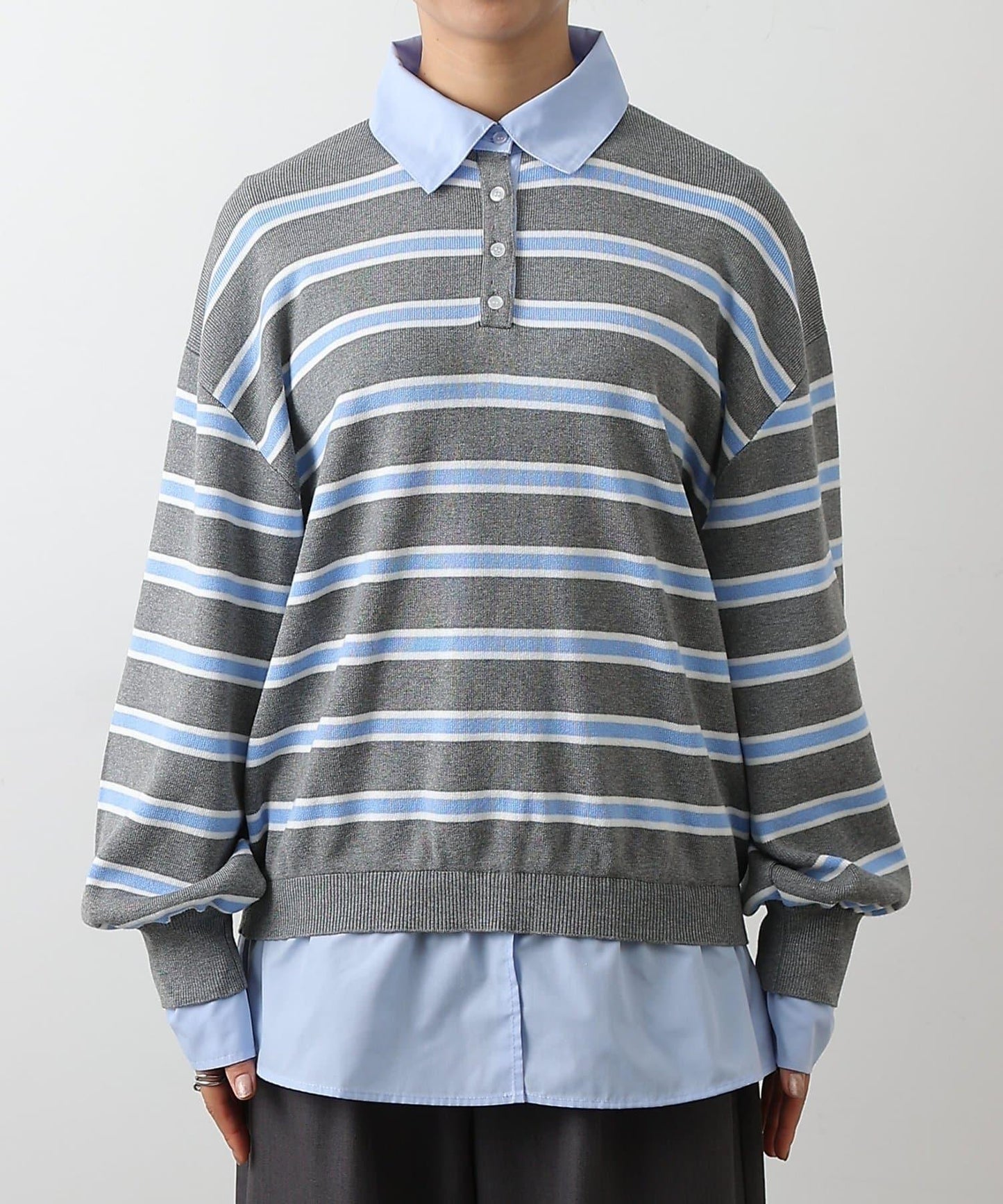 襯衫拼接針織套頭衫