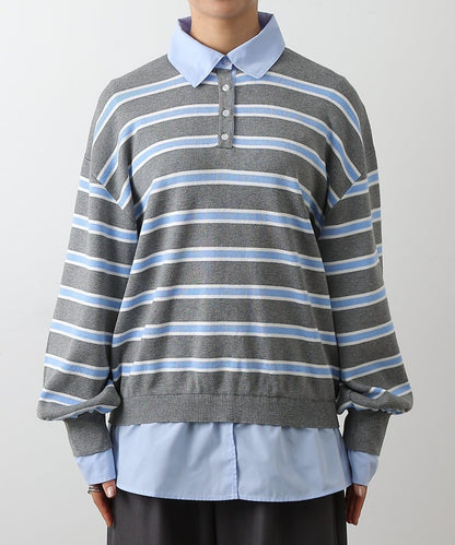 襯衫拼接針織套頭衫