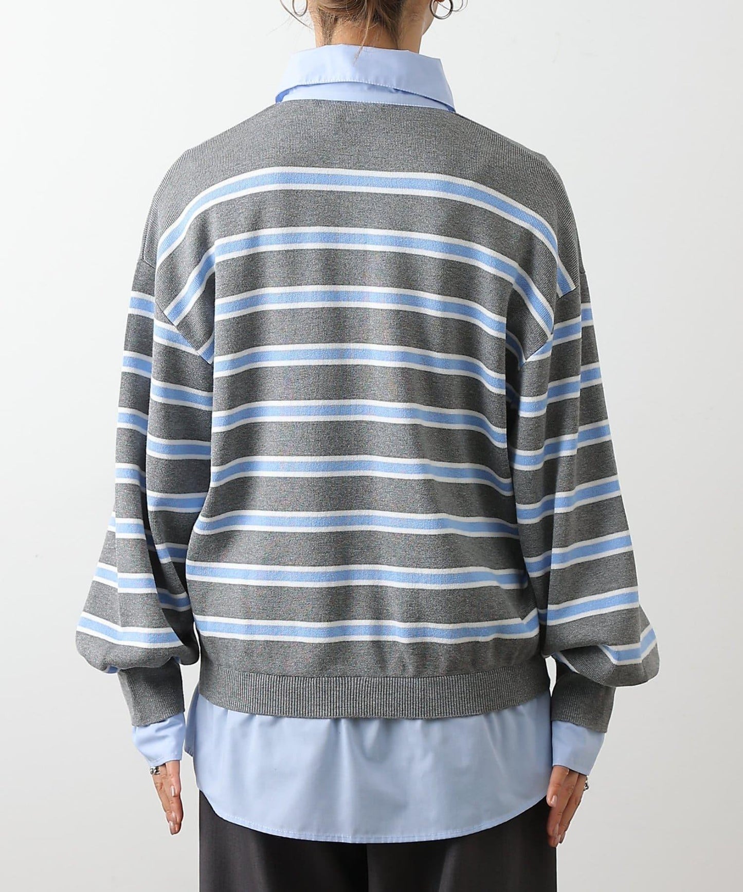 襯衫拼接針織套頭衫