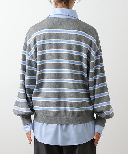 襯衫拼接針織套頭衫