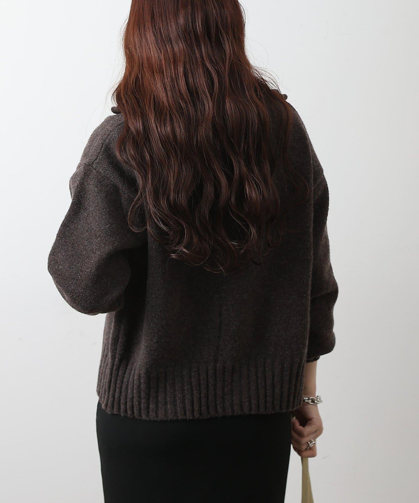 羊毛混紡立領雙拉鍊開衫