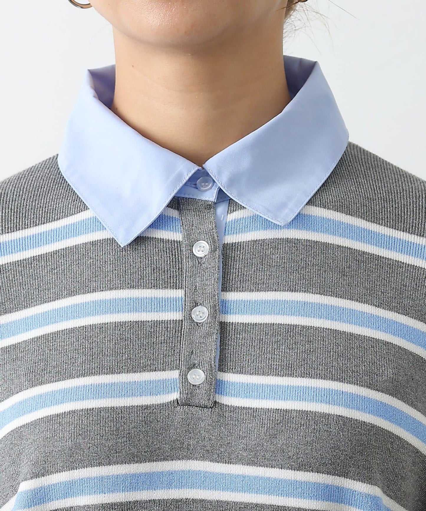 襯衫拼接針織套頭衫