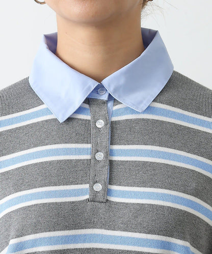 襯衫拼接針織套頭衫