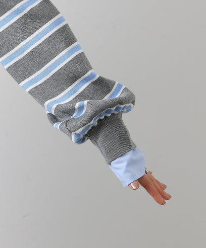 襯衫拼接針織套頭衫