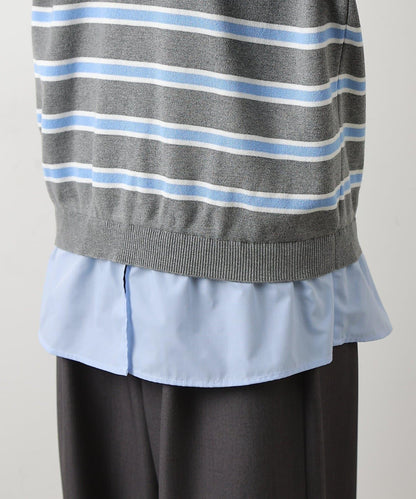 襯衫拼接針織套頭衫