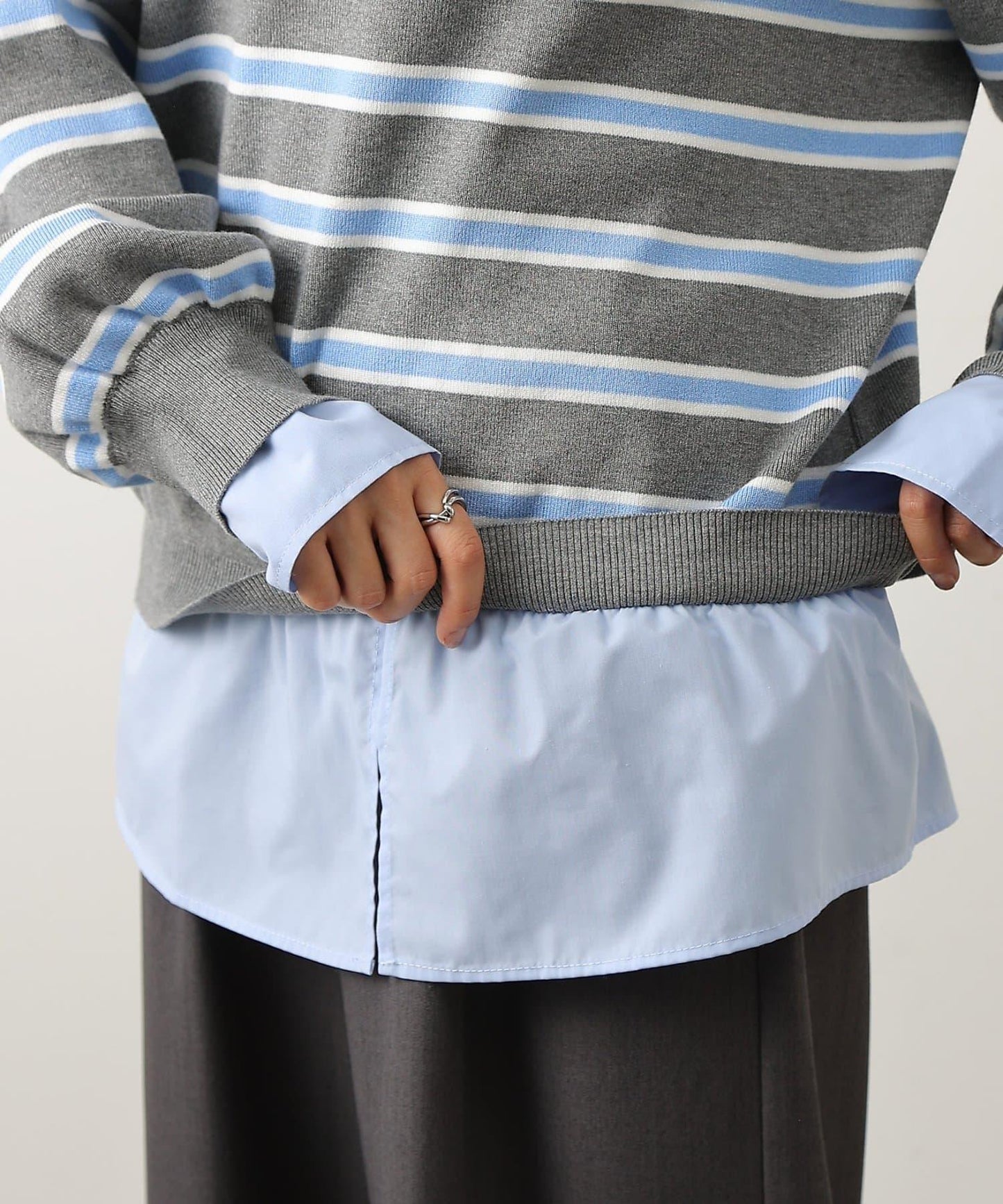 襯衫拼接針織套頭衫