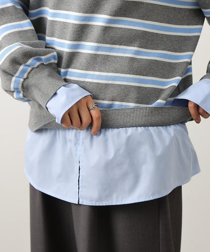 襯衫拼接針織套頭衫