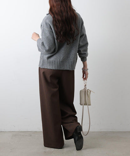 羊毛混紡立領雙拉鍊開衫