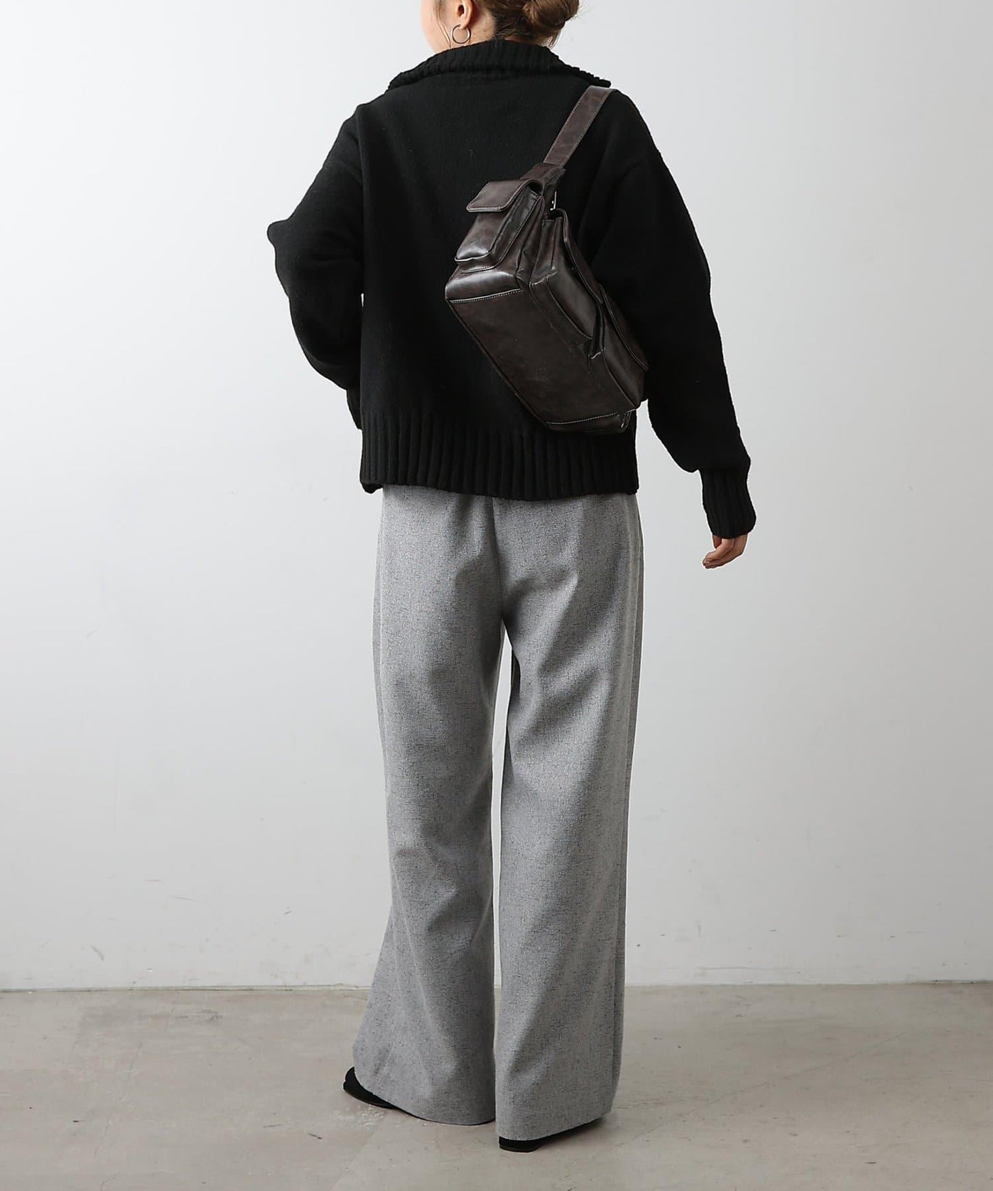 羊毛混紡立領雙拉鍊開衫