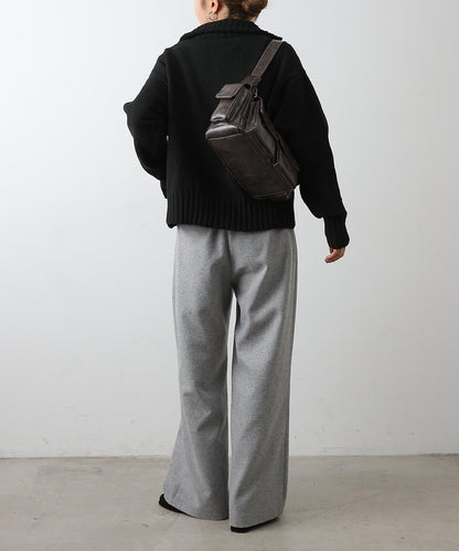 羊毛混紡立領雙拉鍊開衫