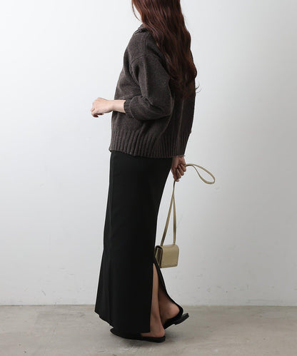 羊毛混紡立領雙拉鍊開衫