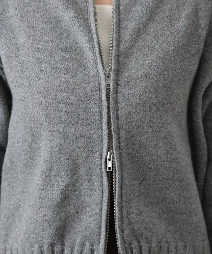 羊毛混紡立領雙拉鍊開衫