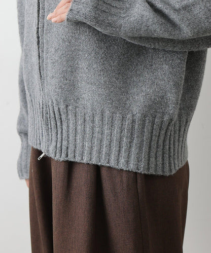 羊毛混紡立領雙拉鍊開衫