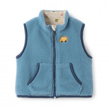 交通工具圖案雙面穿羊羔絨馬甲