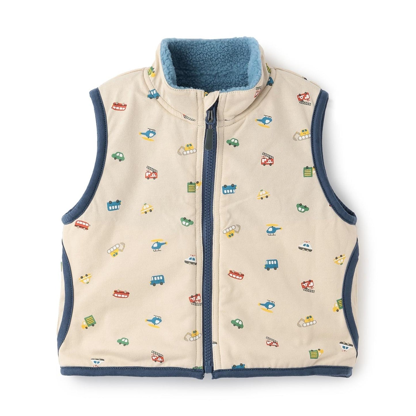 交通工具圖案雙面穿羊羔絨馬甲