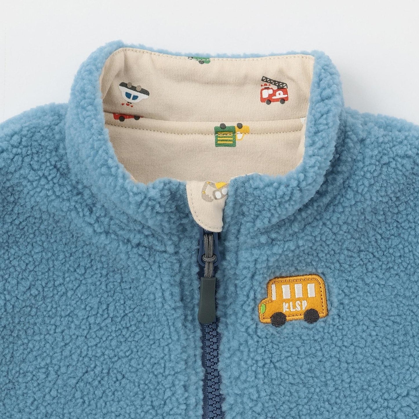 交通工具圖案雙面穿羊羔絨馬甲