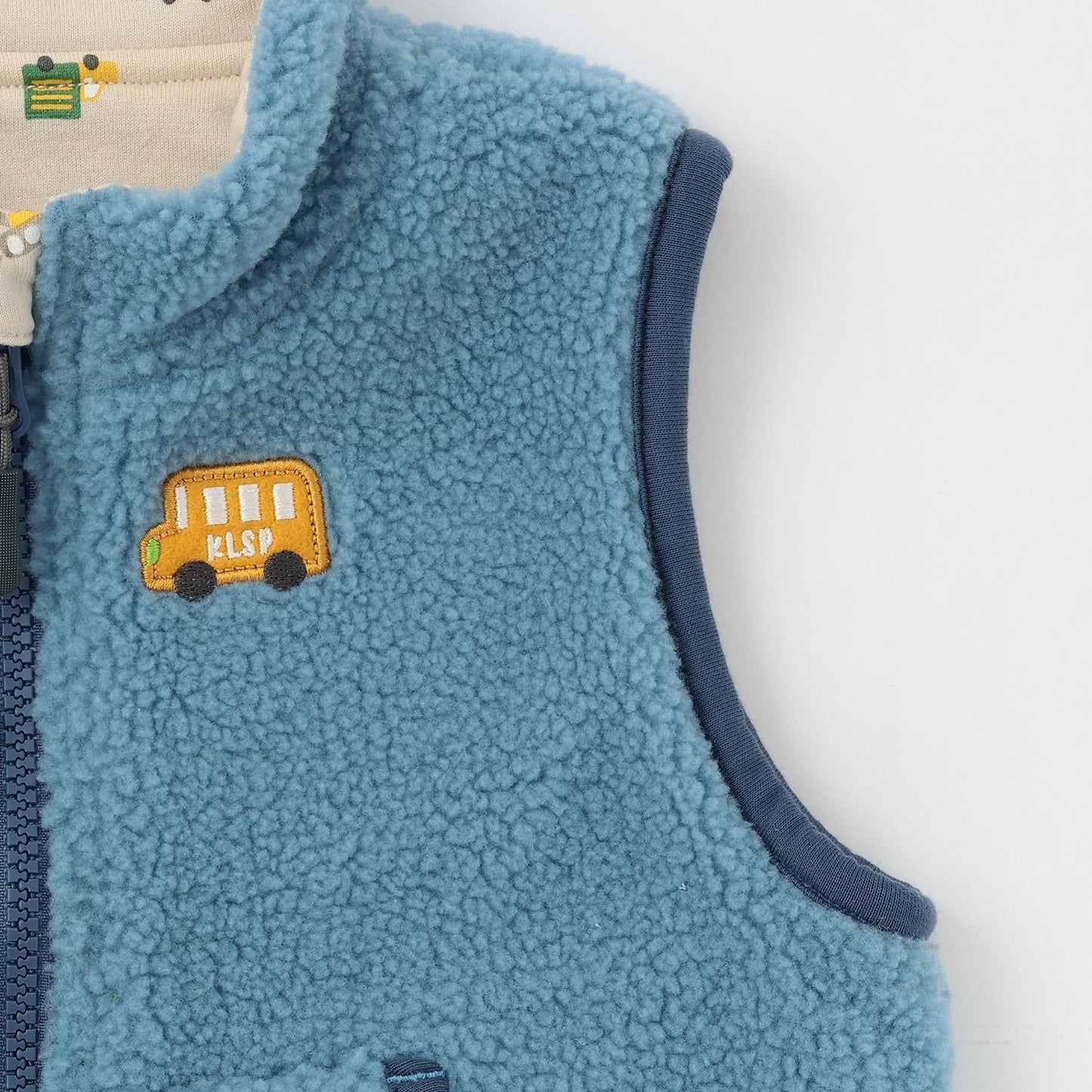 交通工具圖案雙面穿羊羔絨馬甲