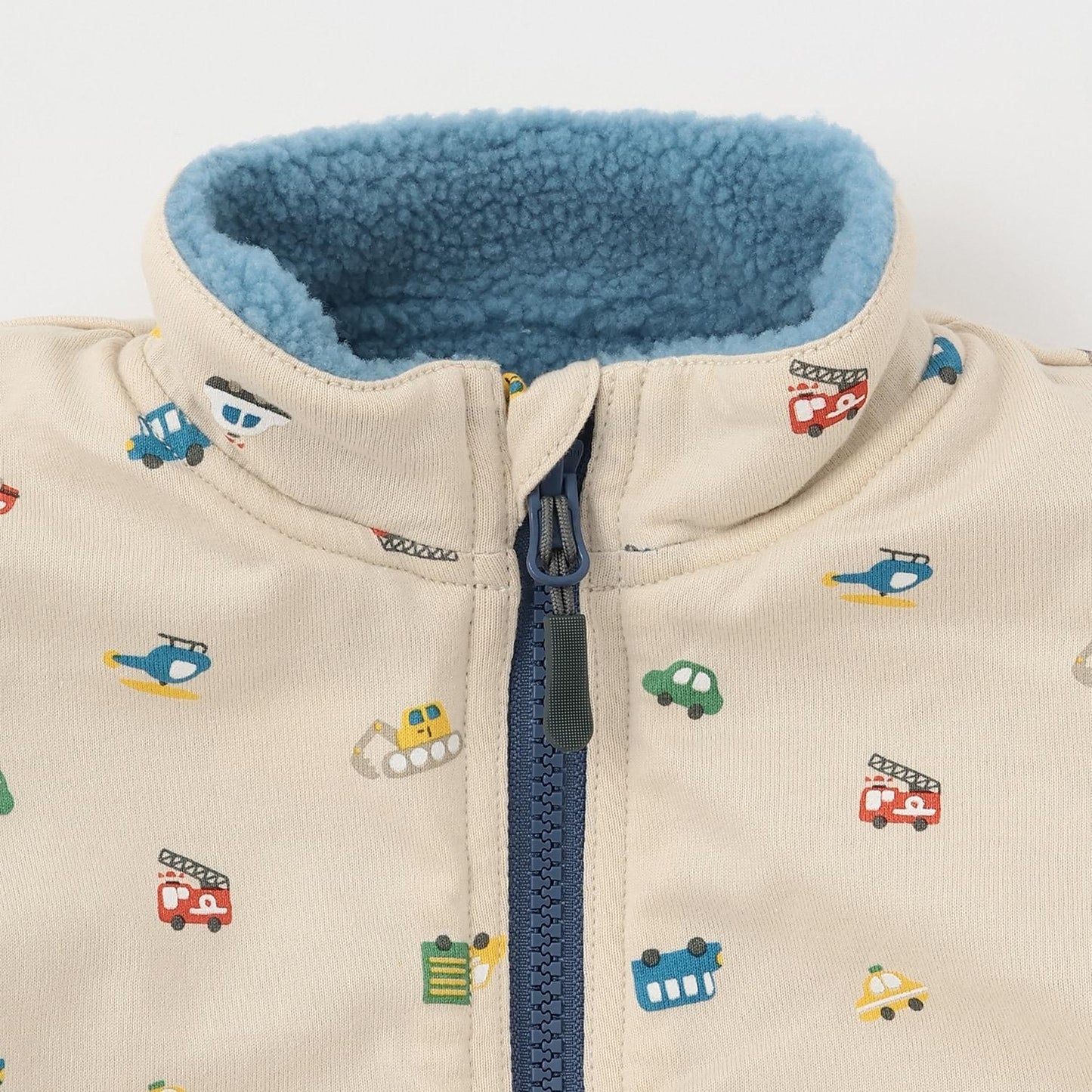 交通工具圖案雙面穿羊羔絨馬甲