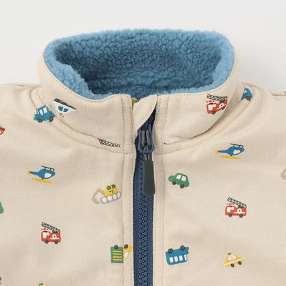 交通工具圖案雙面穿羊羔絨馬甲