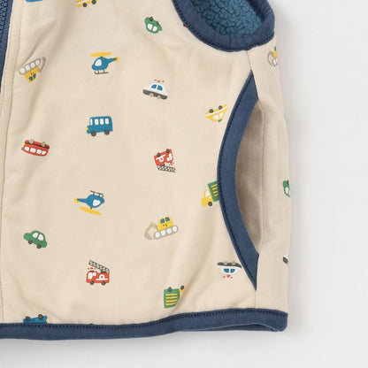 交通工具圖案雙面穿羊羔絨馬甲