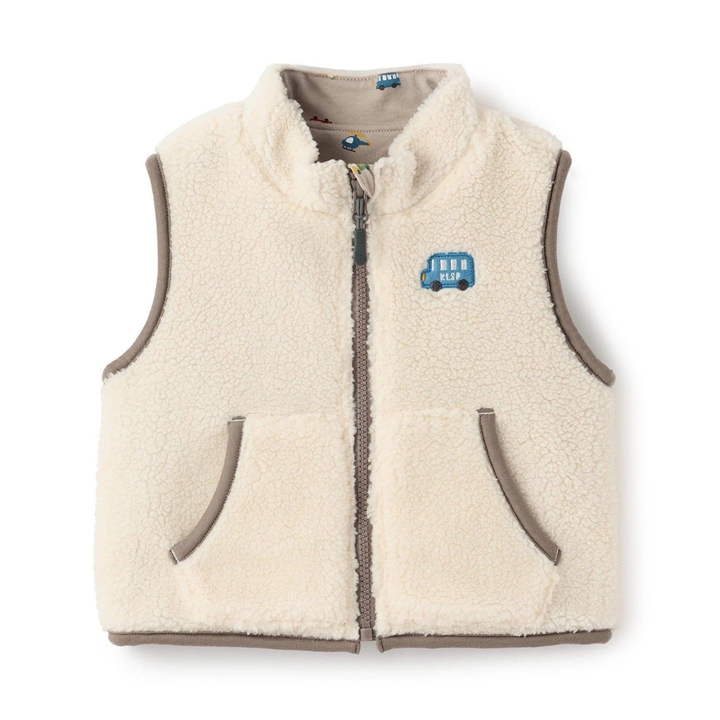 交通工具圖案雙面穿羊羔絨馬甲