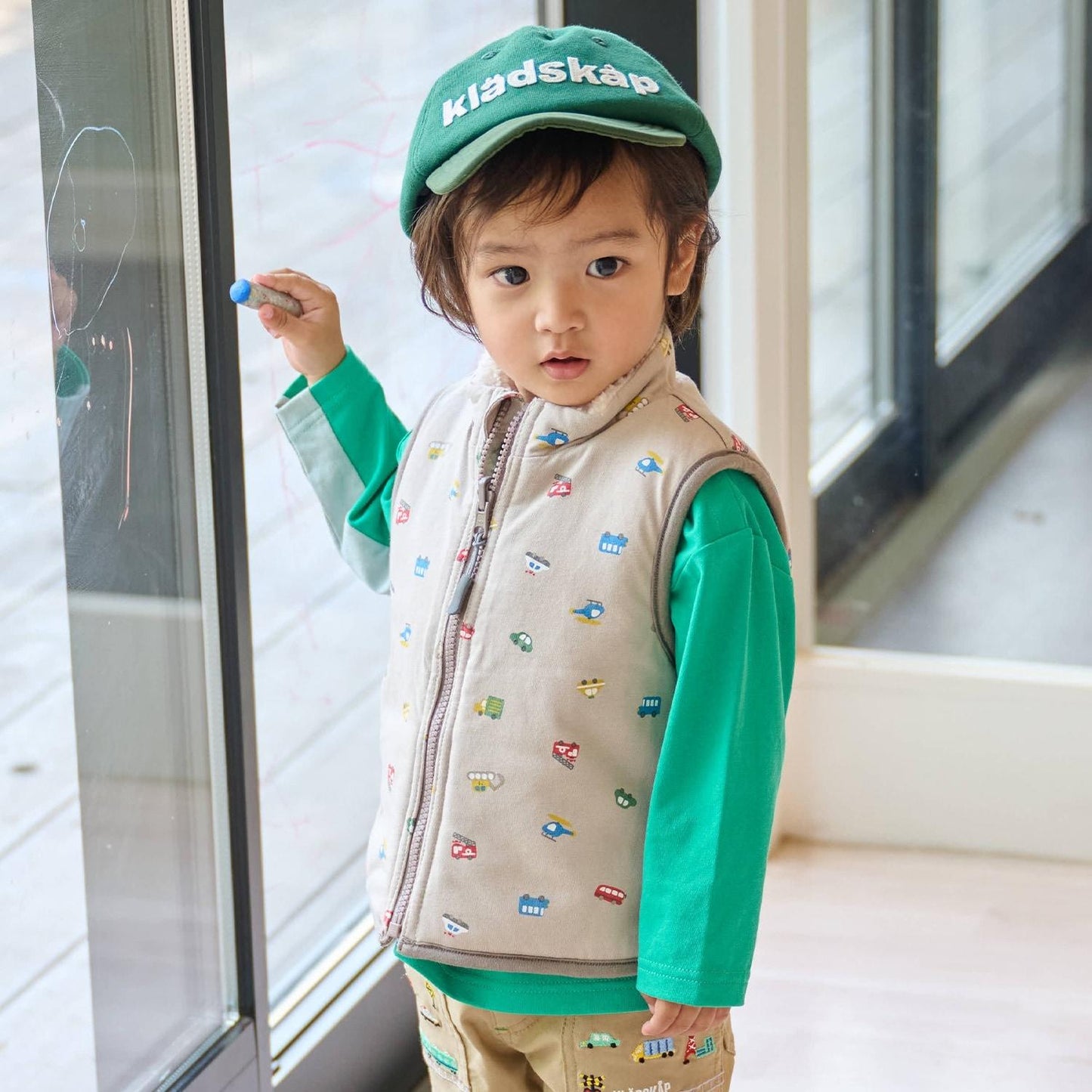 交通工具圖案雙面穿羊羔絨馬甲