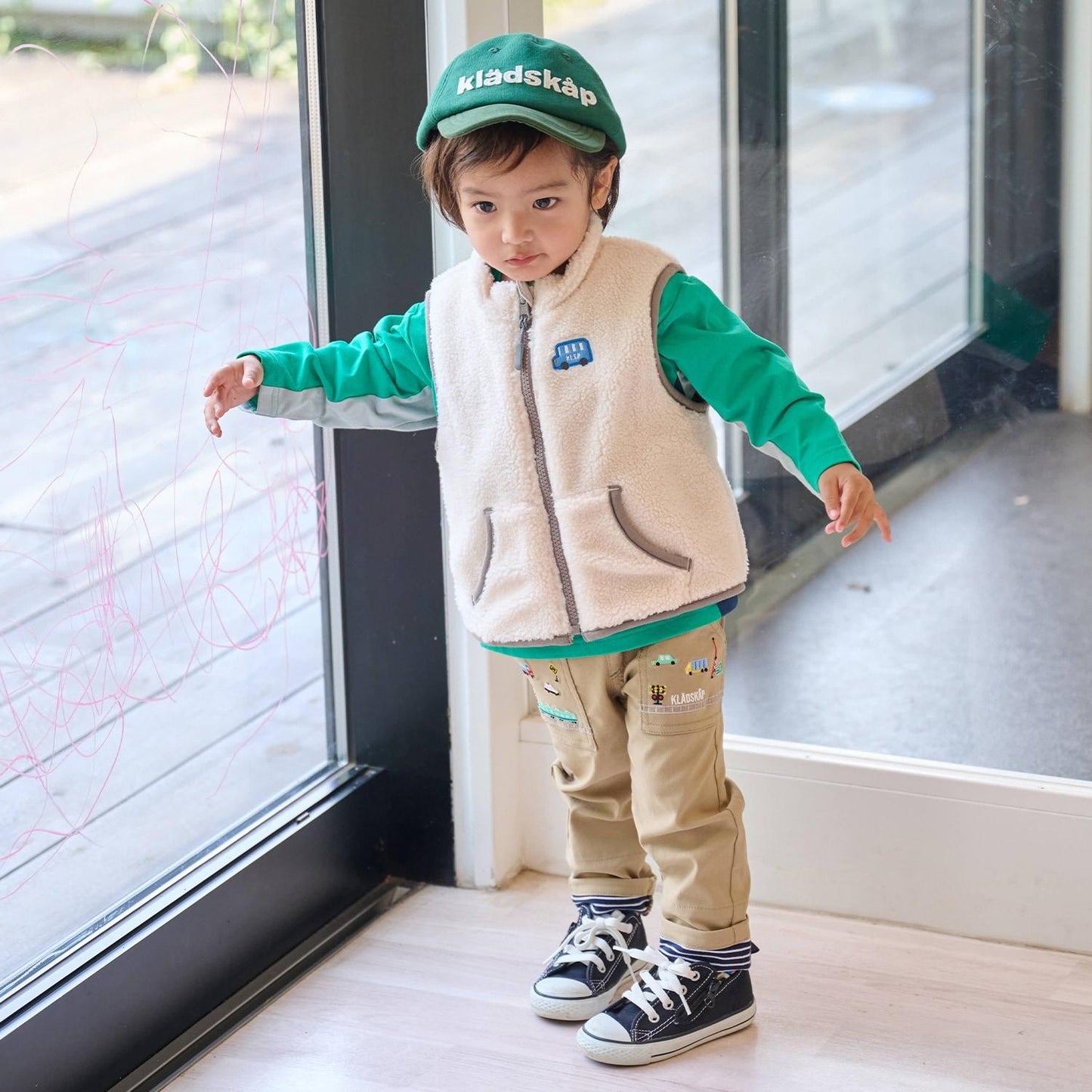 交通工具圖案雙面穿羊羔絨馬甲