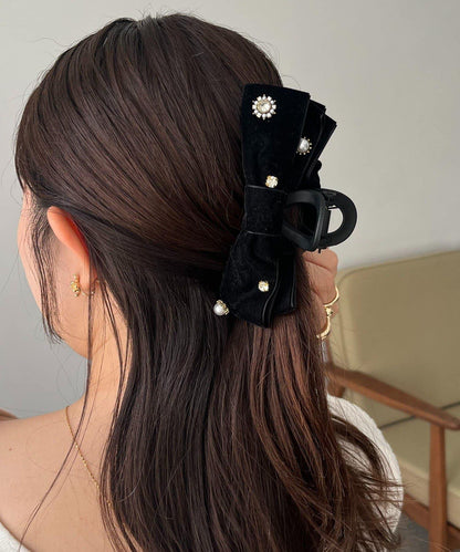 GOLDY 天鵝絨蝴蝶結水鑽髮箍