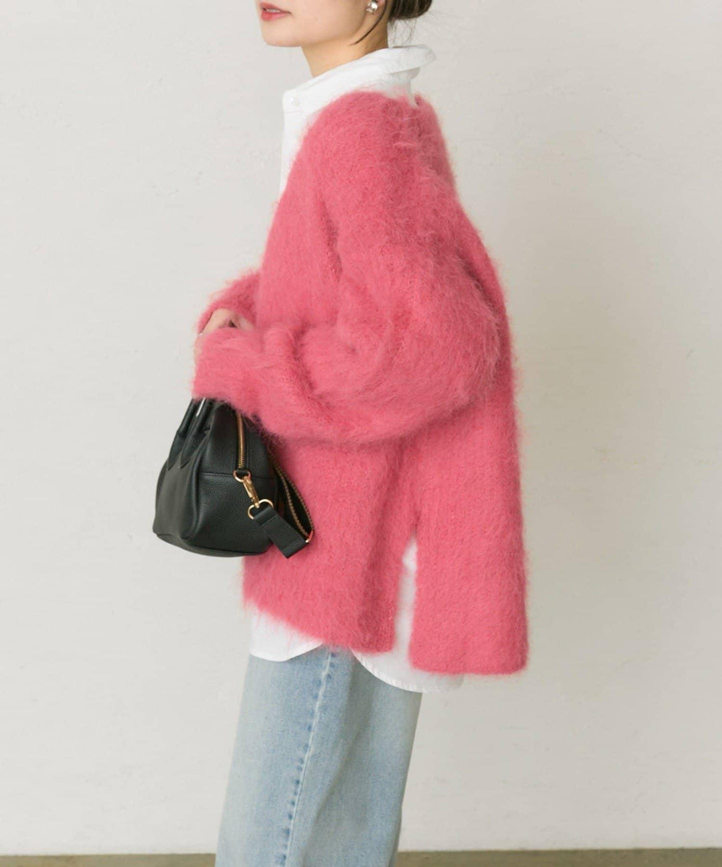 磨毛V領針織套頭衫