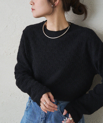 毛絨花卉圖案彈力提花套頭衫