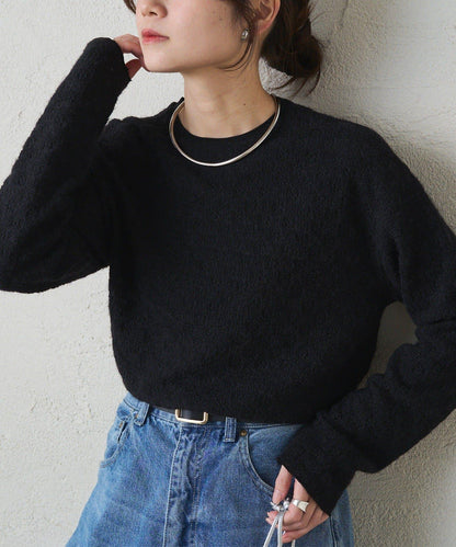 毛絨花卉圖案彈力提花套頭衫