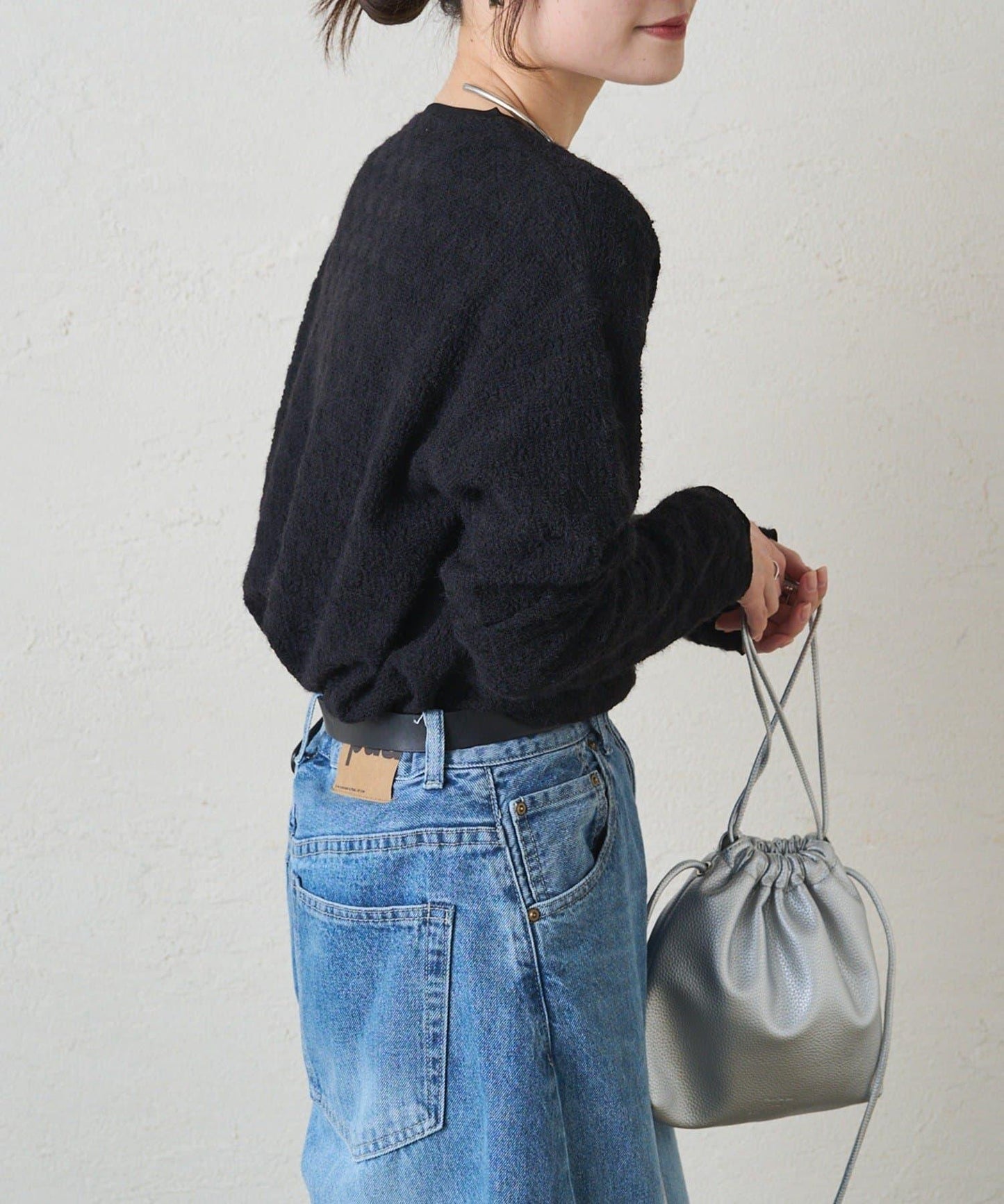 毛絨花卉圖案彈力提花套頭衫