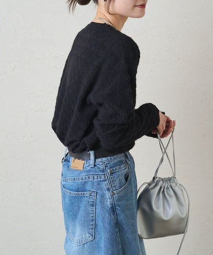 毛絨花卉圖案彈力提花套頭衫