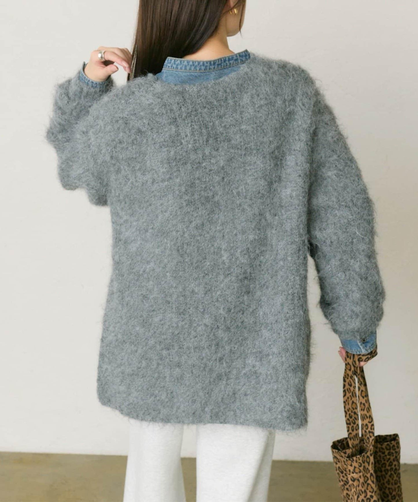 磨毛V領針織套頭衫