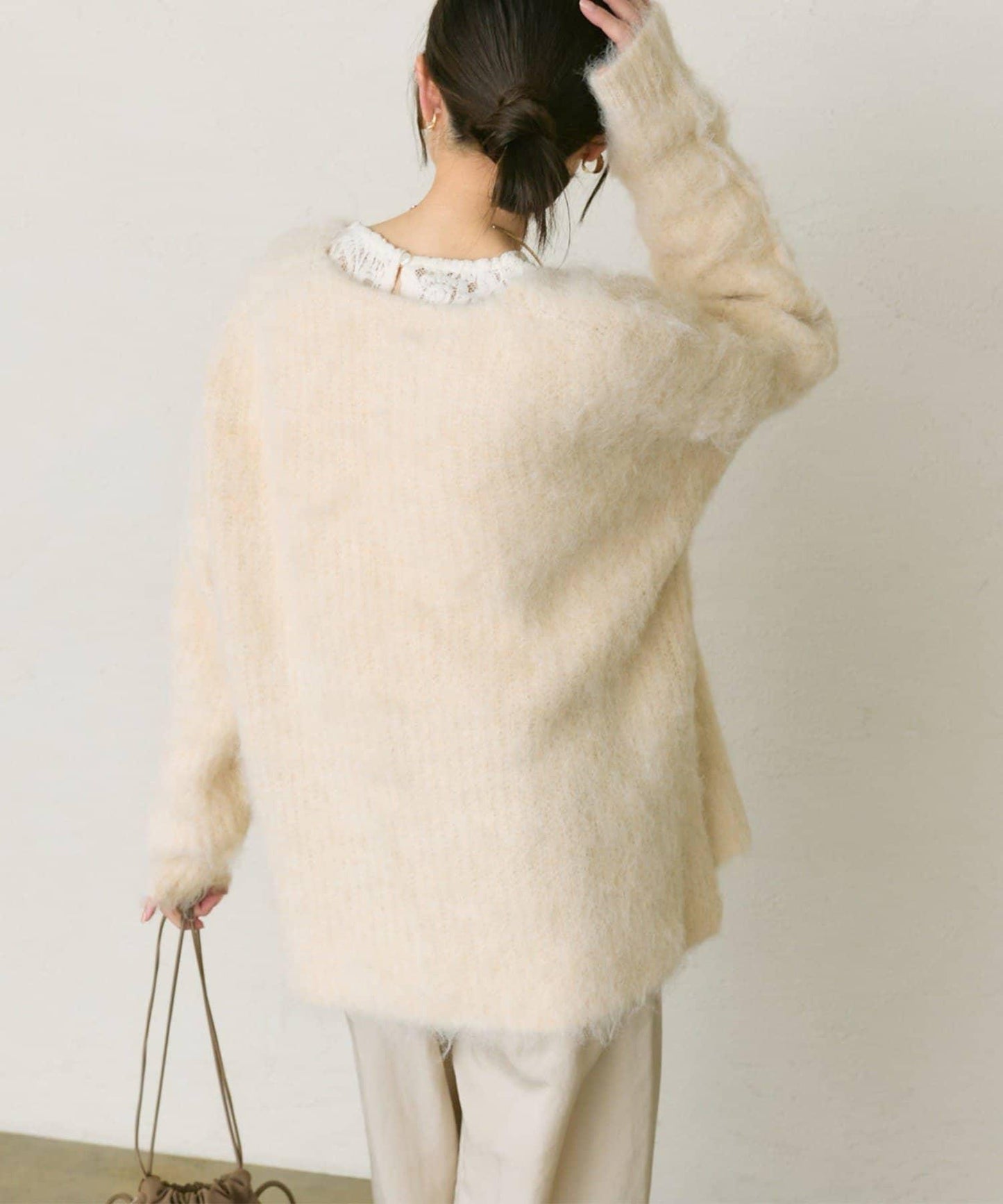 磨毛V領針織套頭衫