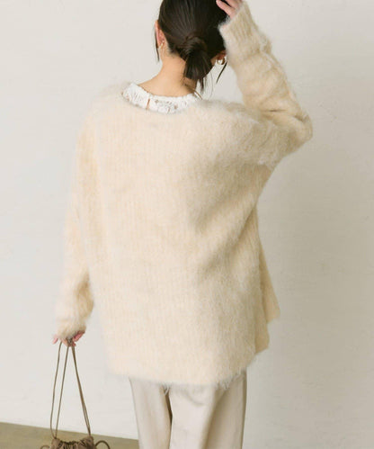 磨毛V領針織套頭衫