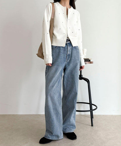 手工刺繡愛心拉鍊開衫