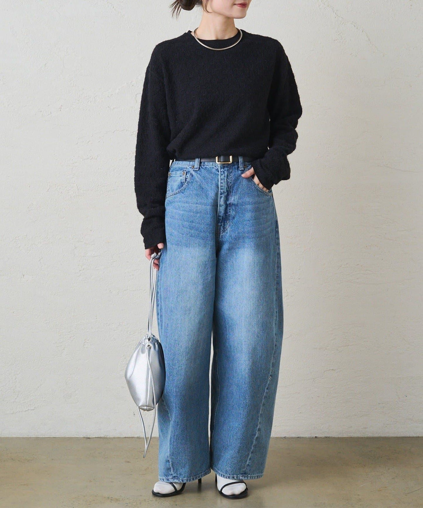 毛絨花卉圖案彈力提花套頭衫