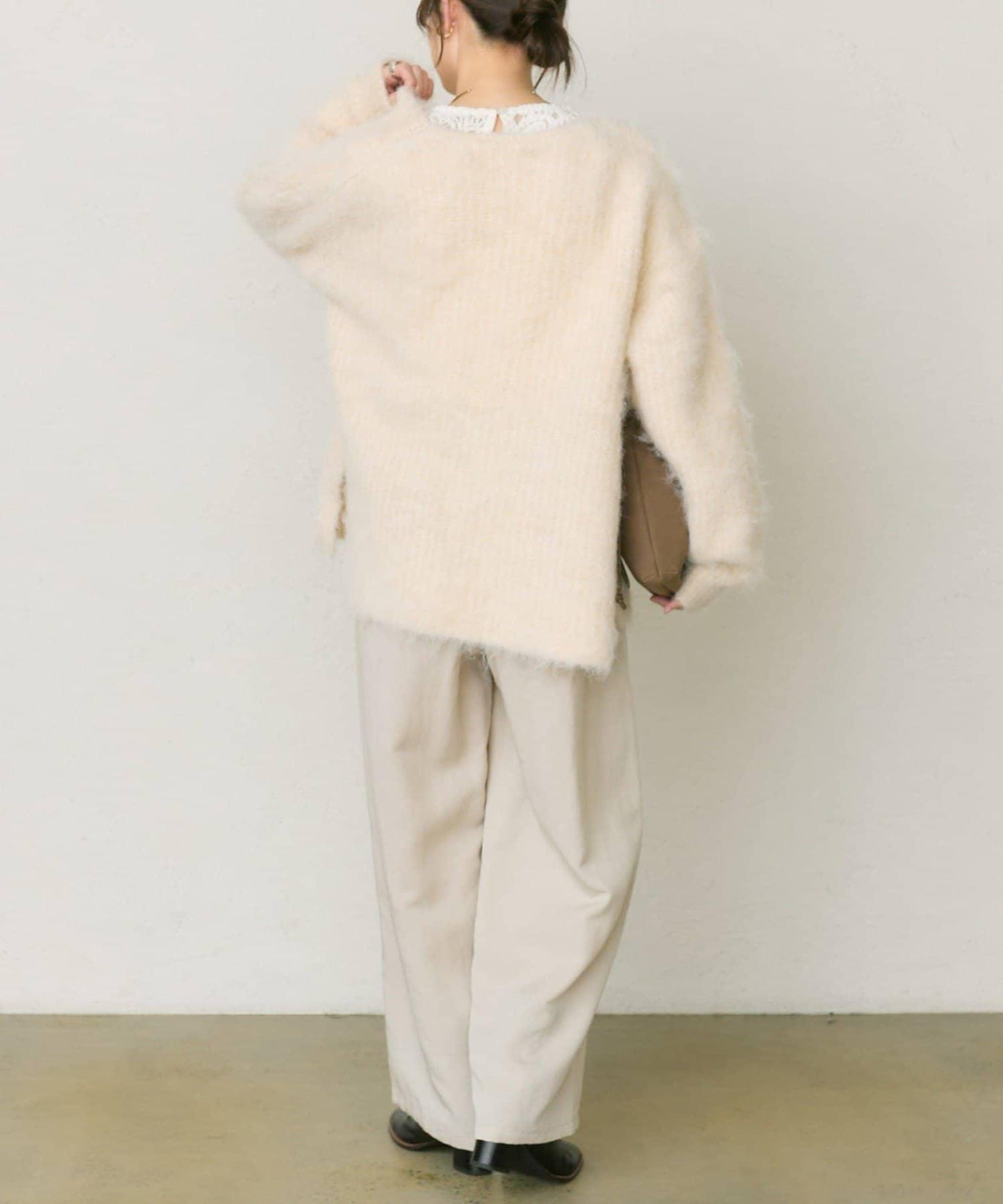 磨毛V領針織套頭衫