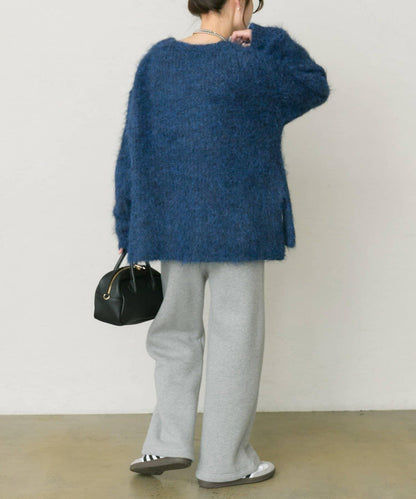 磨毛V領針織套頭衫