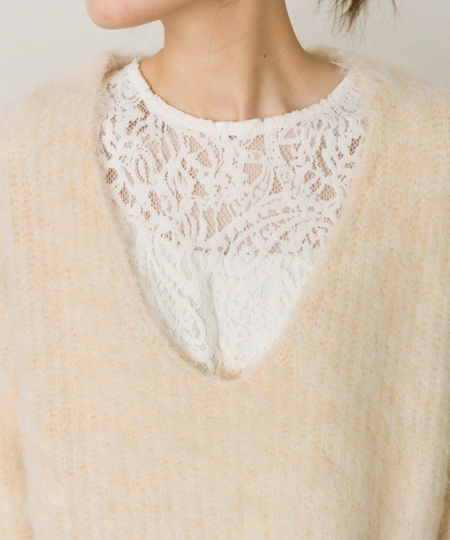 磨毛V領針織套頭衫