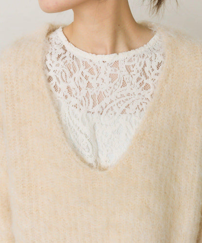 磨毛V領針織套頭衫