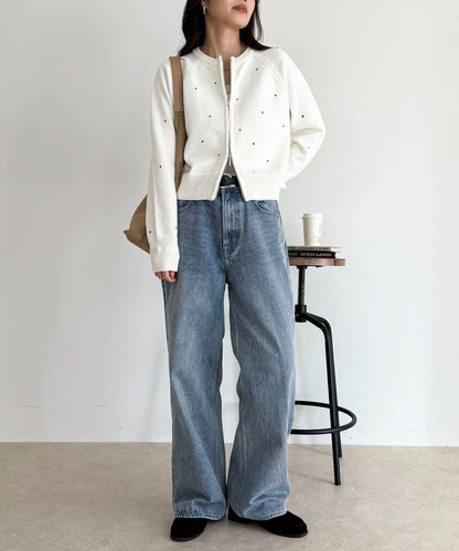 手工刺繡愛心拉鍊開衫