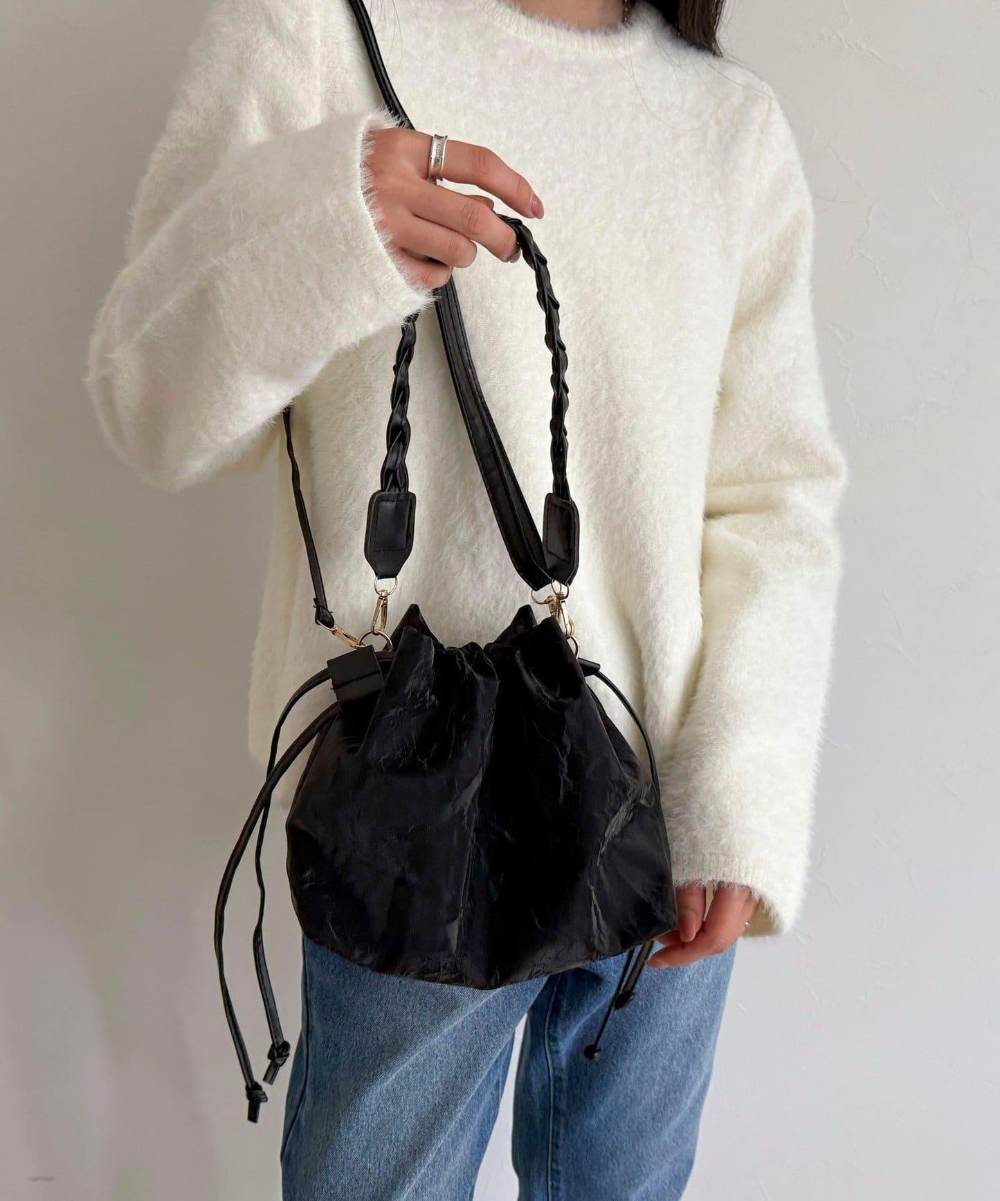 三股編織手柄束口包