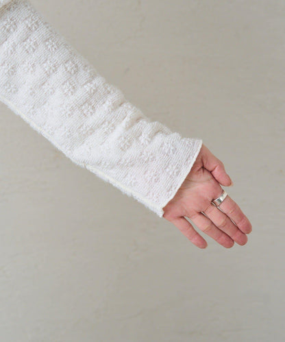 毛絨花卉圖案彈力提花套頭衫