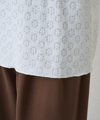 毛絨花卉圖案彈力提花套頭衫